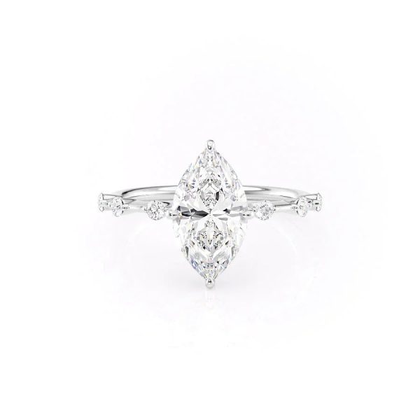 The Hidden Halo Penelope Set With A 4 Carat Marquise Moissanite Online Sale