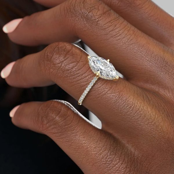 The Pave Kamellie Set With A 4.5 Carat Marquise Moissanite Online