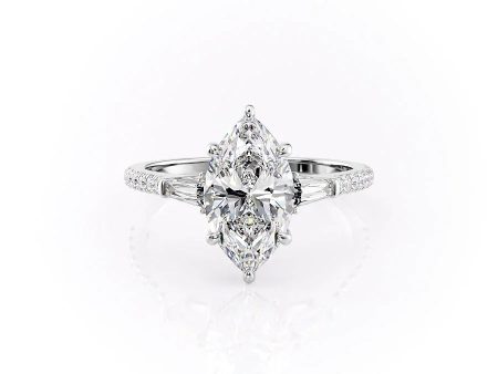 The Pave Liv Set With A 3.5 Carat Marquise Moissanite Online now